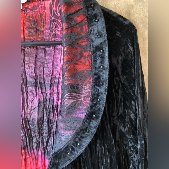 Alberto Makali Black Elegant Lace Goth Steampunk Classic Jacket Top XL Velvet - Picture 10 of 14